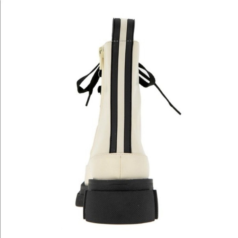 BCBGeneration White Faux Leather Lace Up Lug Sole Platform Combat Boot NWT 7.5 - Picture 7 of 7